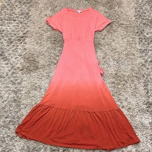 New Directions Ombré Maxi Dress with Tie at Waist